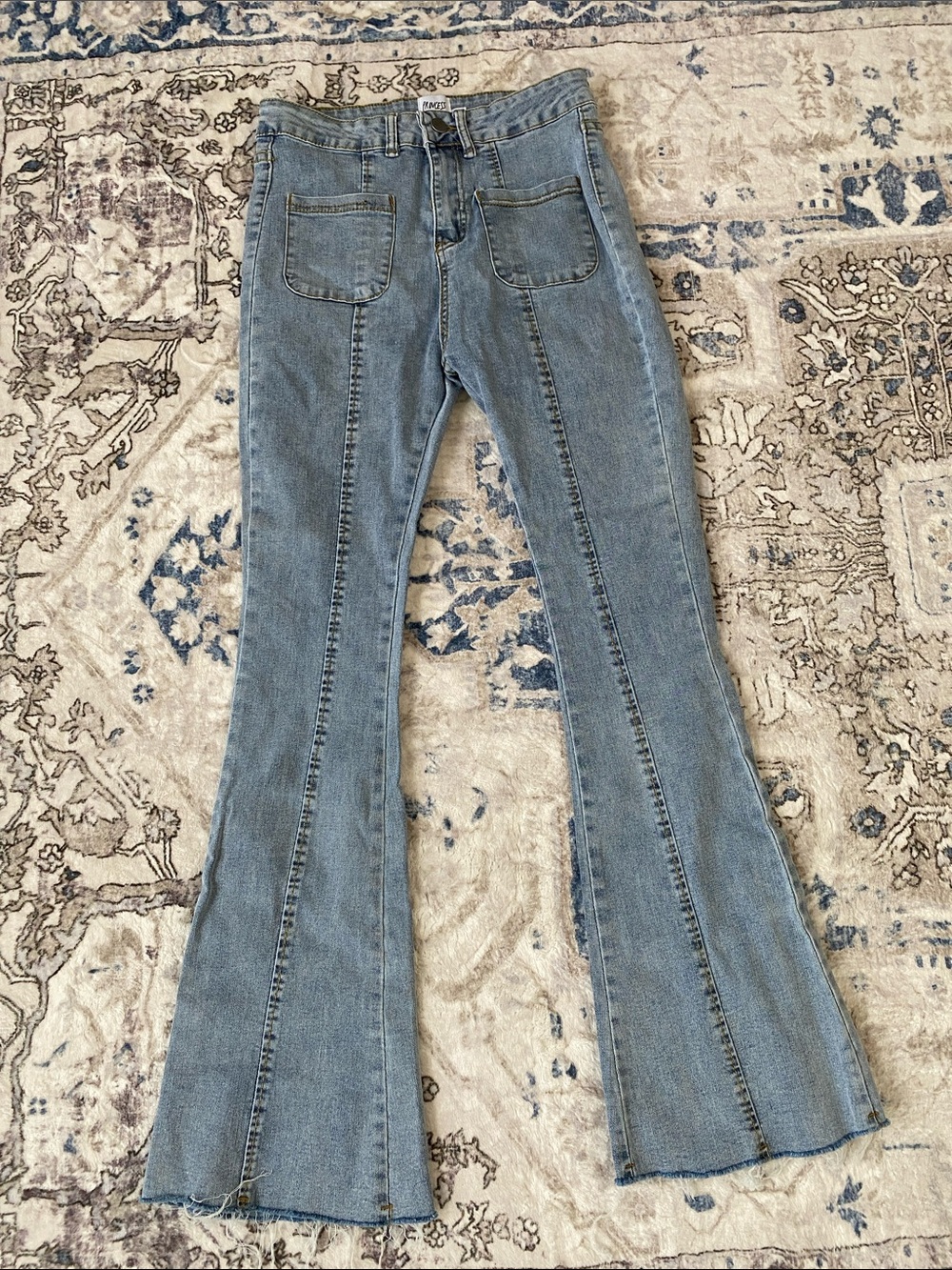 Princess Polly Y2K High-Rise Light Blue Flare Jeans